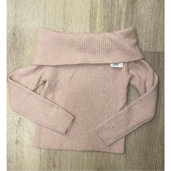 H&M Blush Pink Cowl Neck Sweater Large New - Picture 1 of 6